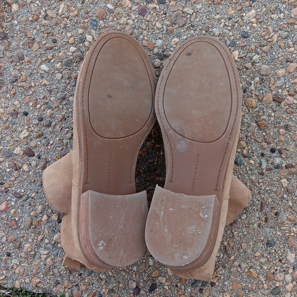 Lucky Brand Prenma tan suede leather booties women's ankle boots sz 8 - Picture 7 of 9